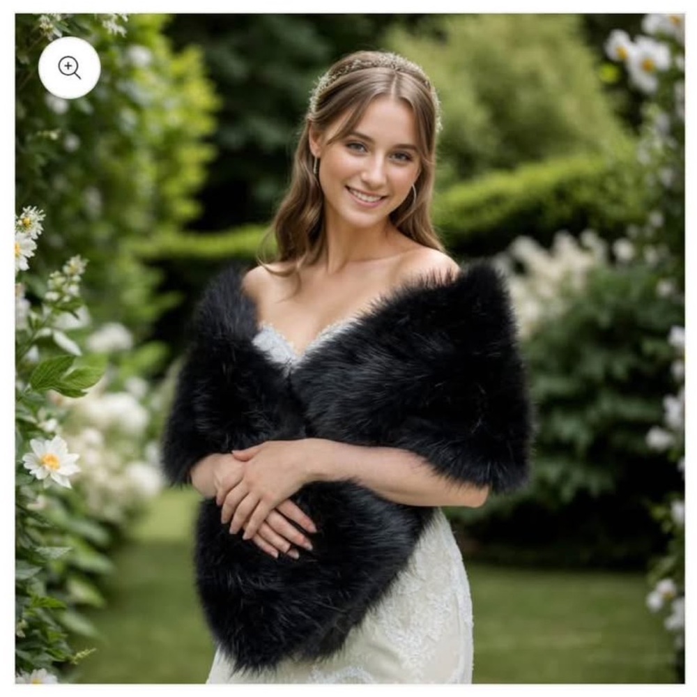 Elegant Black Faux Fur Wrap by